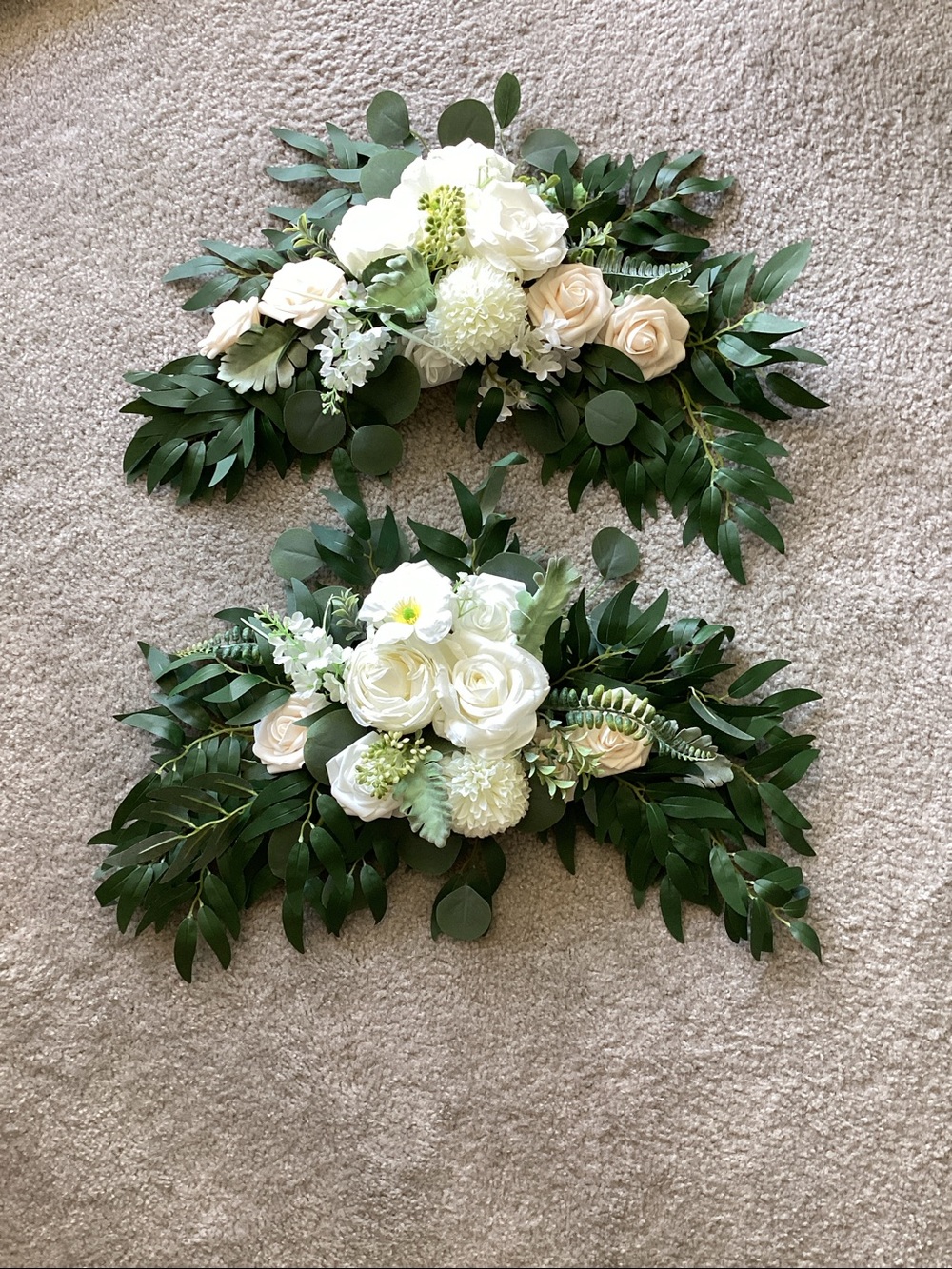 Handcrafted White and Green Floral Wedding Arch Flowers, Head Table,etc.